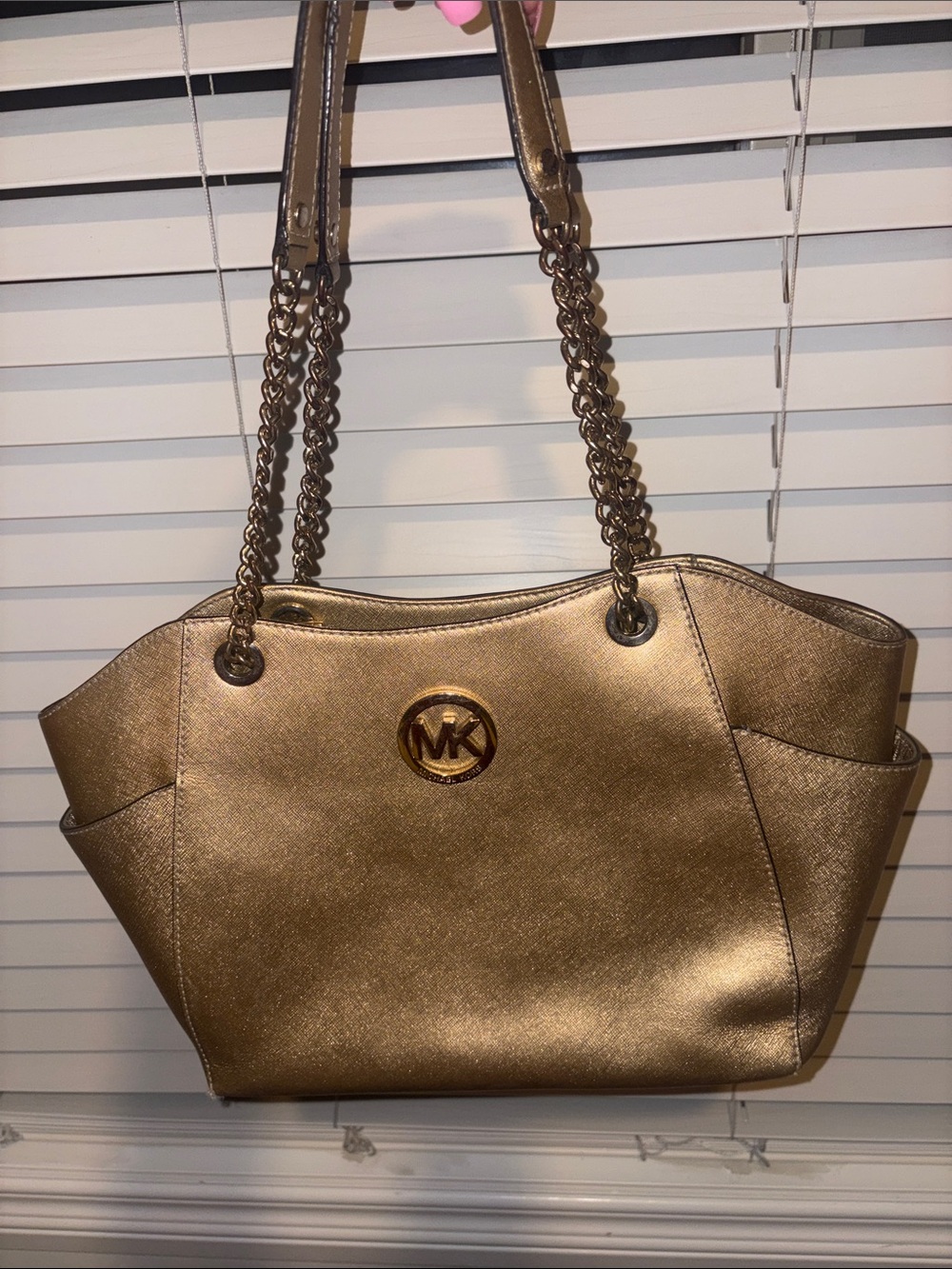 Michael Kors Metallic Gold Chain-Handle Tote